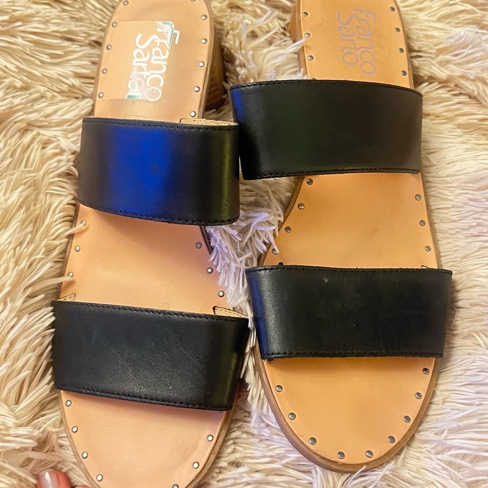 Franco Sarto Black Sandals Double-Strap Design